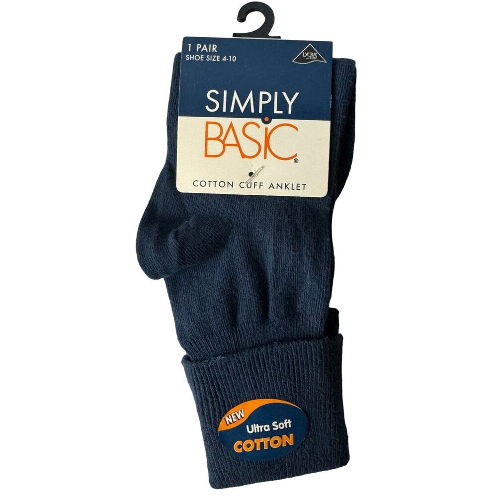 Simply Basic Cotton Cuff Anklet NWT One Pair Ladies Size 9-11